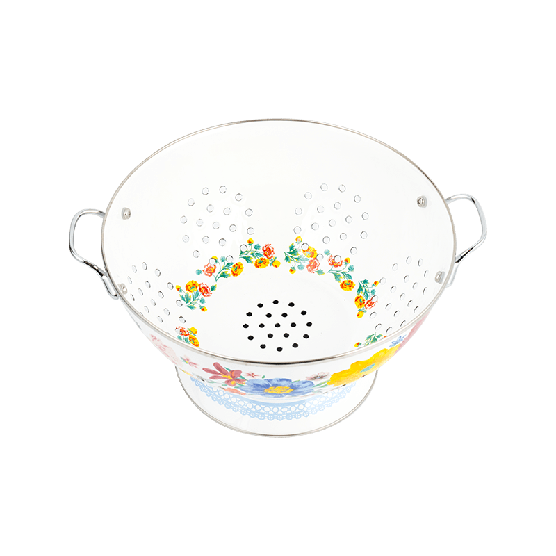 Cesta de fruta de esmalte vintage