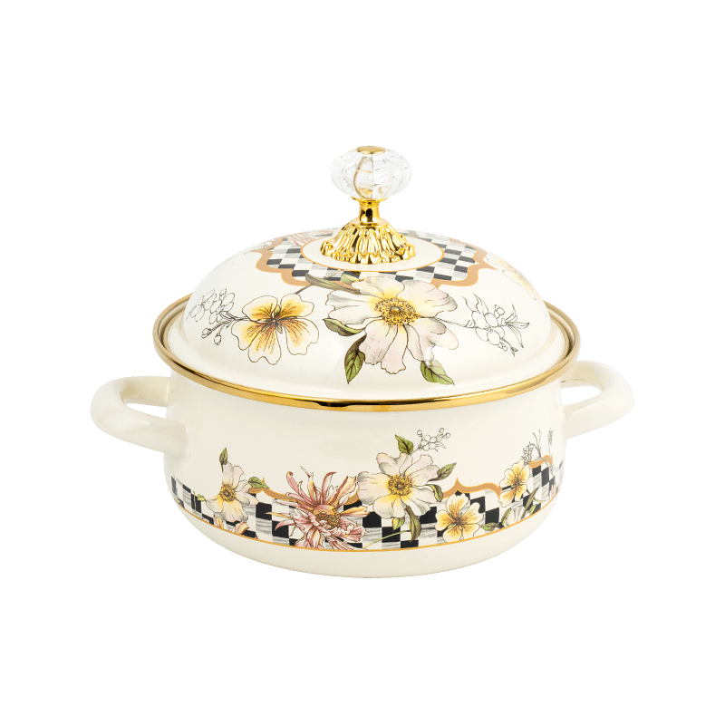 Pot en forma de caamón de esmalte de doble mango 807d