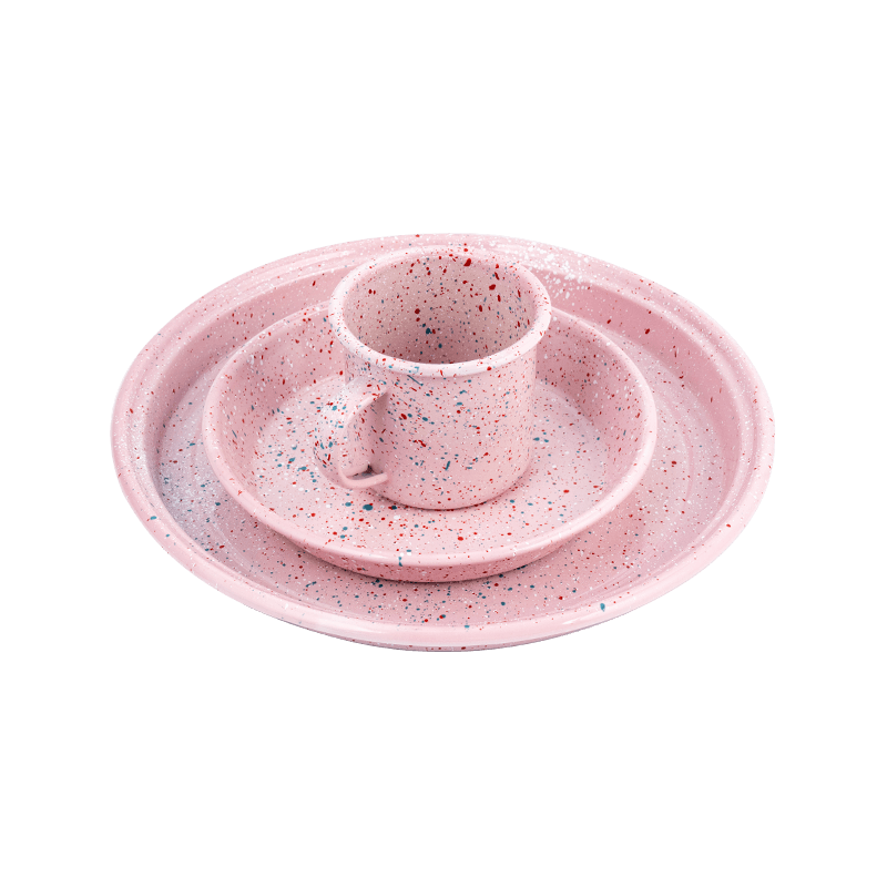 Set de tetera de esmalte floral europeo